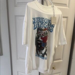 All Saints White T-Shirt with Blue Graphic